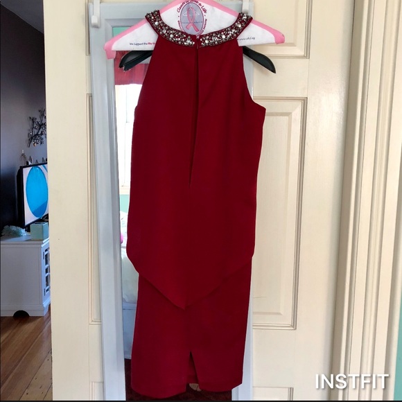 Decode 1.8 Beaded Cocktail Dress Sz 0 Wine Red💃🏻 - Picture 4 of 5